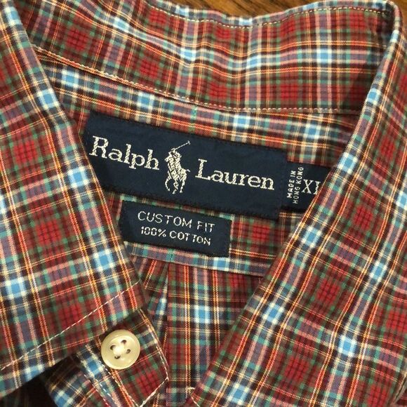 RALPH LAUREN Men’s Brick Red Plaid Button Up Shirt BRAND NEW Sz XL - Picture 5 of 10